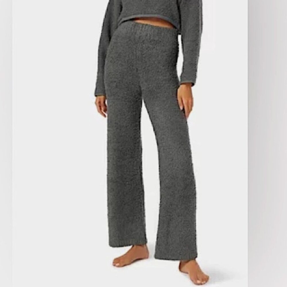Skims Teddy Fleece Pants Womens Small Medium Gray Cozy Pull On Stretch